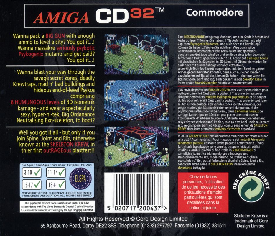 Skeleton Krew box art for Amiga CD32